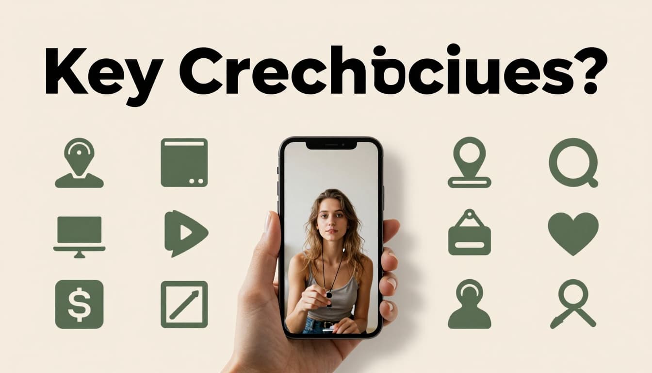 Collection of photorealistic icons for common photo editing tools like crop, resize, brush, and sharpen, symmetrically arranged around a central smartphone photo on a neutral background with soft shadows.
